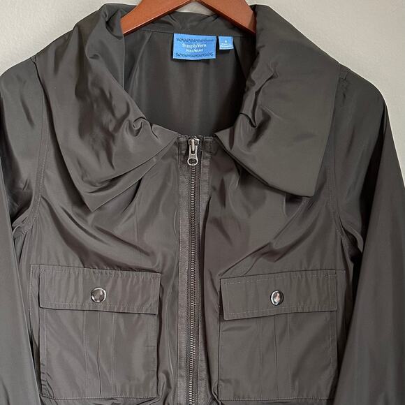 Simply Vera Nylon Utility Bomber Jacket Army Green Retro Y2K Streetwear Small - Picture 3 of 10